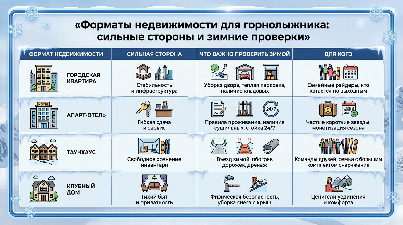 Форматы недвижимости для горнолыжника